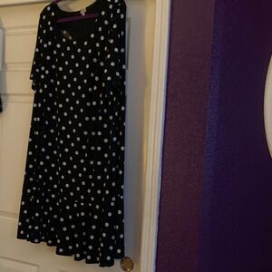 Avenue Black and White Polka Dot Midi Dress